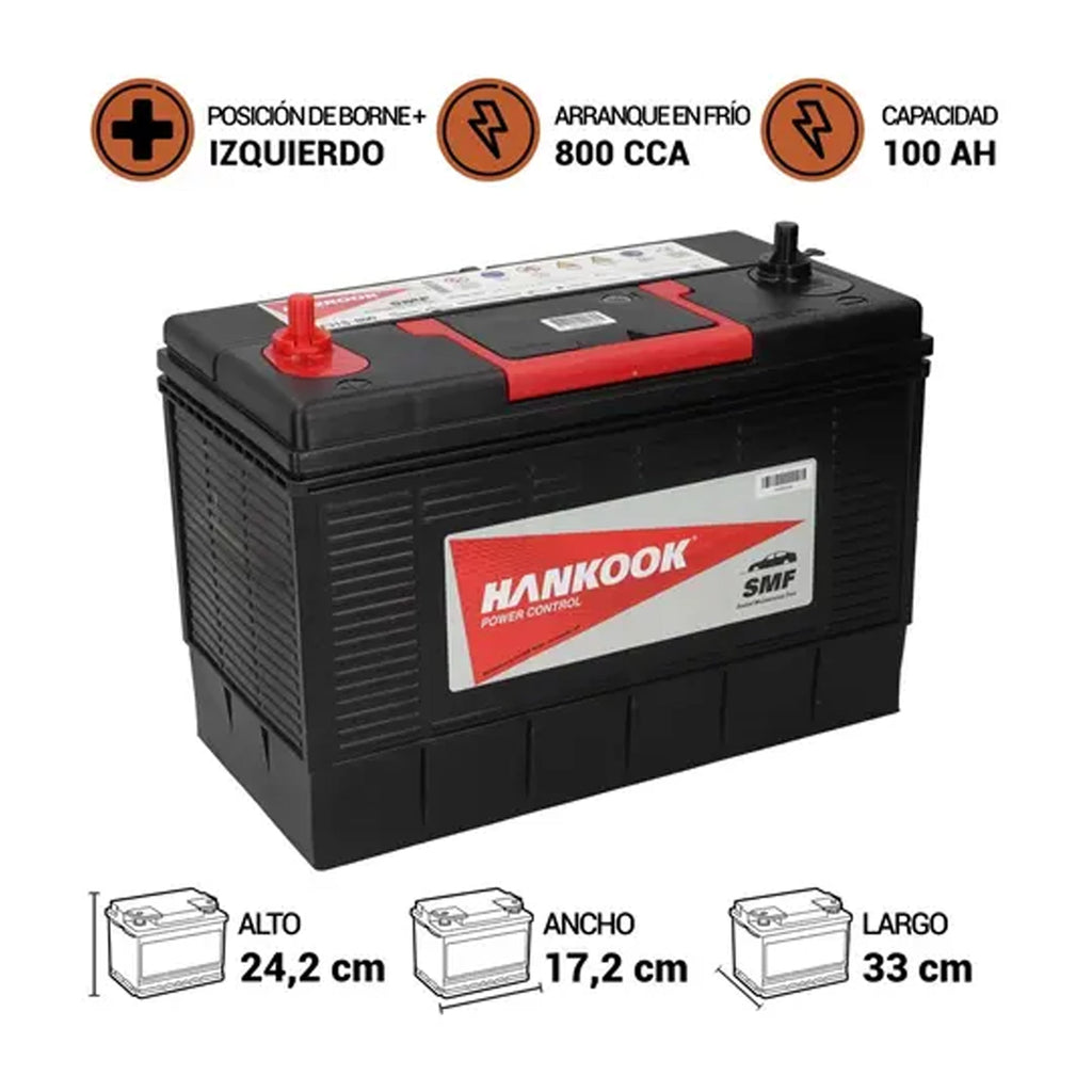 Batería De Camión HANKOOK MF31S-800 100AH 800CCA