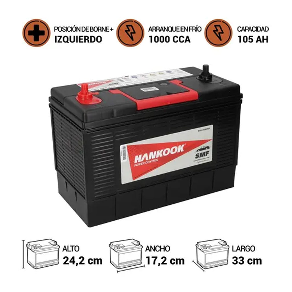 Batería De Camión HANKOOK MF31S-1000 105AH 1000CCA