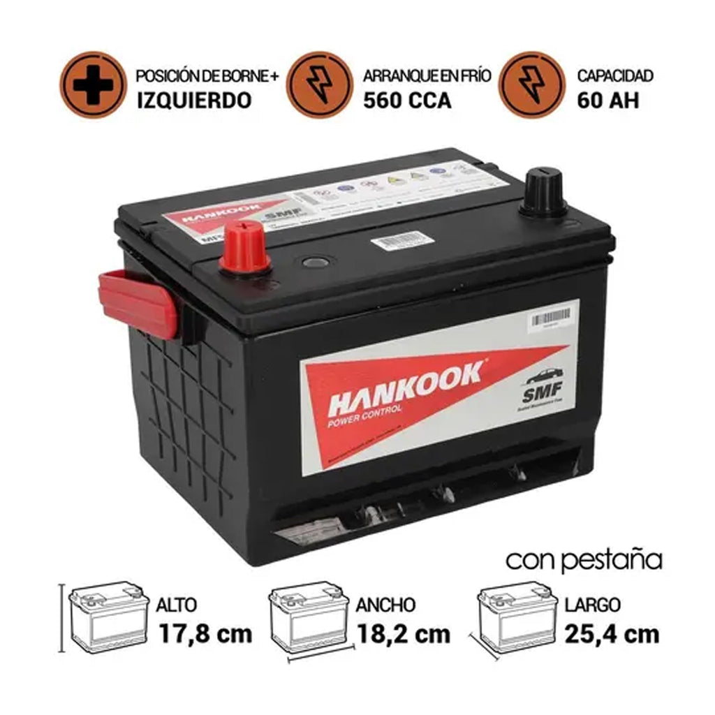 Batería De Auto HANKOOK MF58-560 60AH 560CCA
