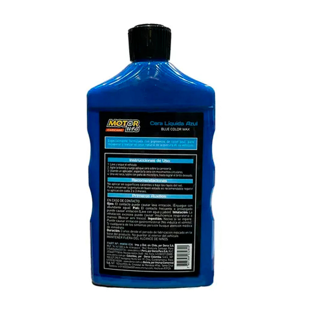 Cera Para Auto Motorlife Líquida Color Azul 500Ml