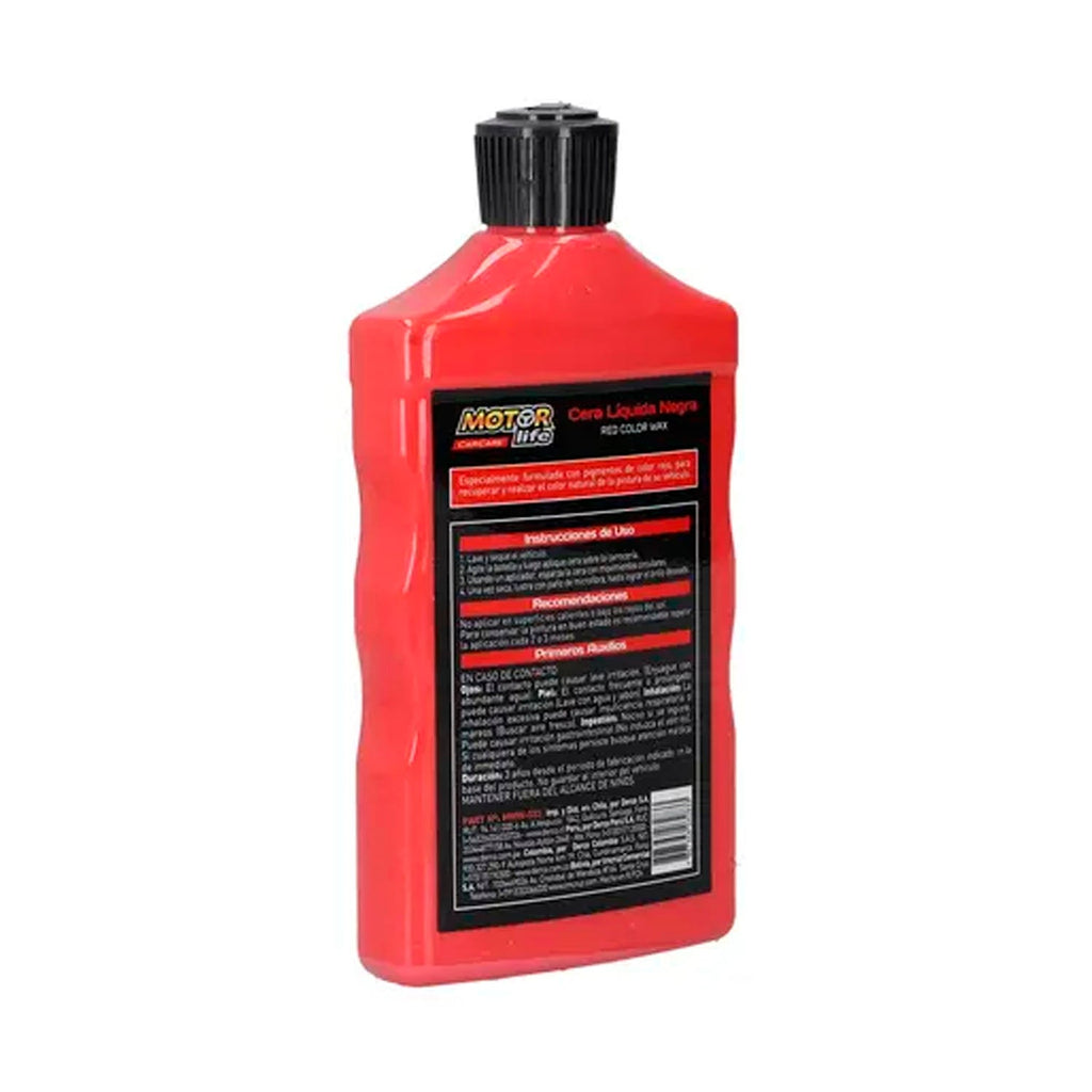 Cera Para Auto Motorlife Líquida Color Roja 500Ml