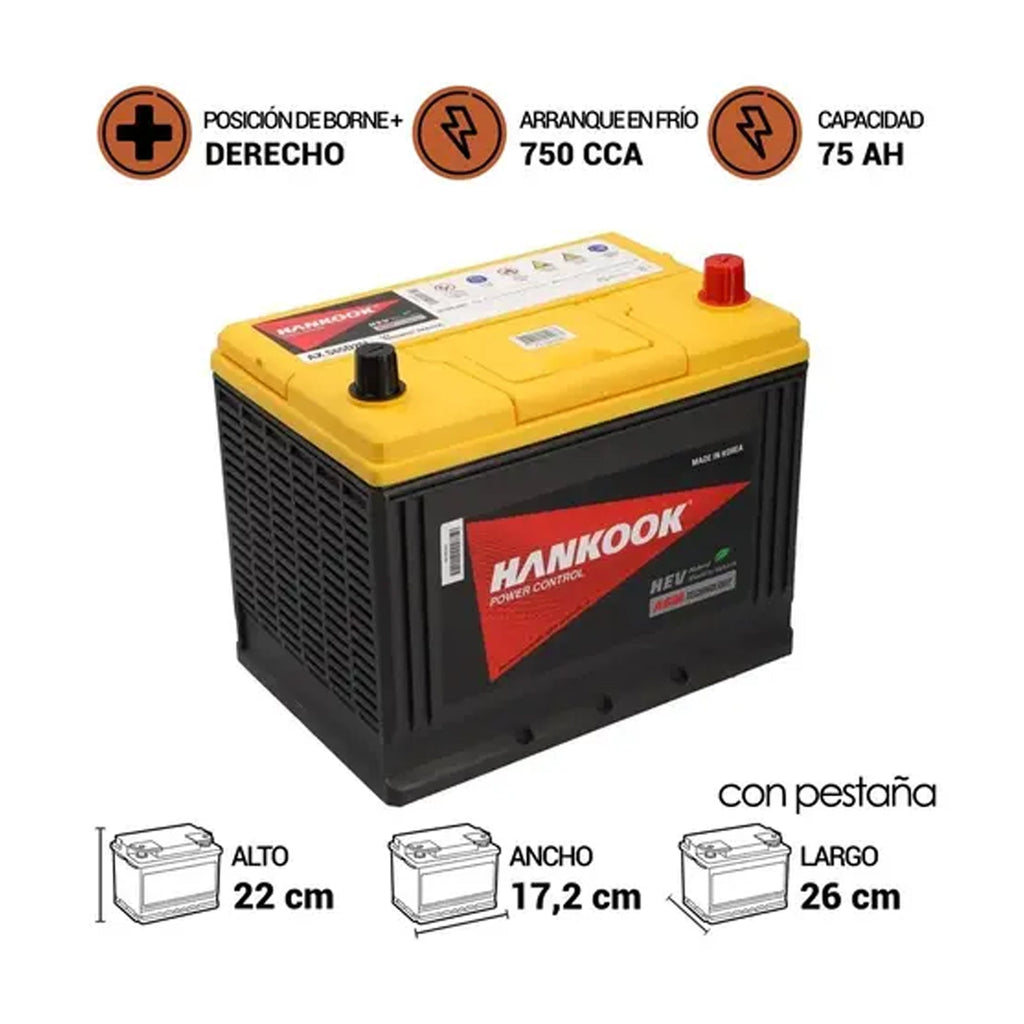 Batería De Auto Start Stop HANKOOK AGM AXS65D26L 75AH 750CCA