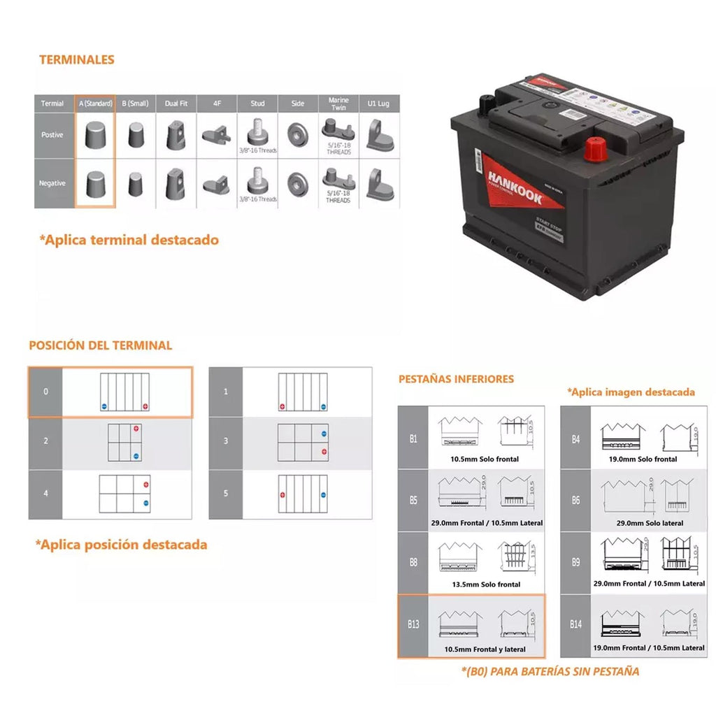 Batería De Auto Start Stop HANKOOK EFB SE56010 60AH 560CCA