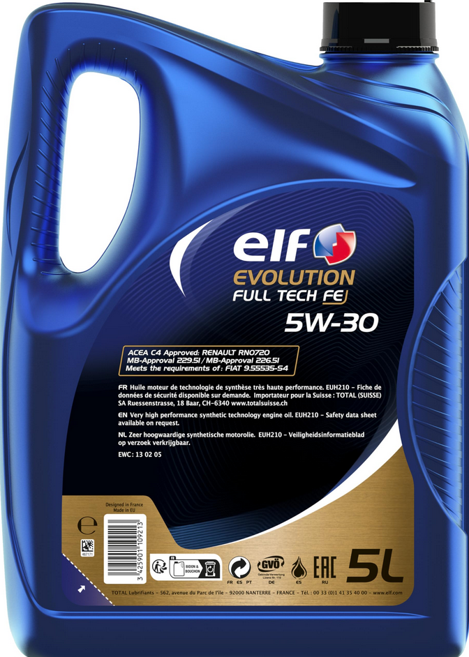 Aceite Motor 5w30 Elf Evolution Fe 5 Litros Acea C4 Renault Fiat