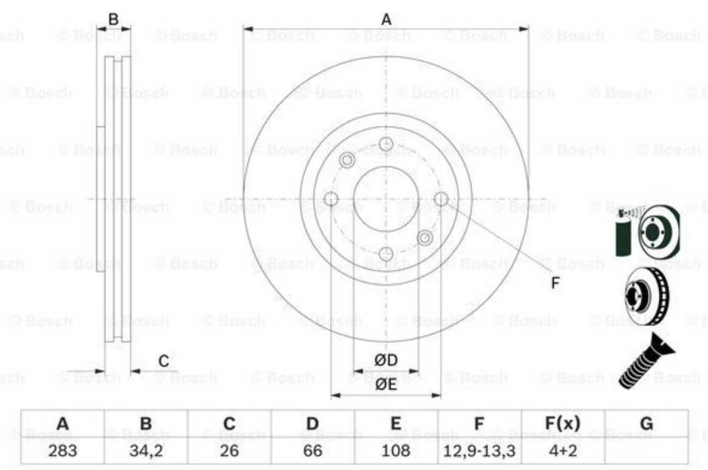 Par Disco Freno Delantero Peugeot 307 2008 Partner C3 C4 Berlingo