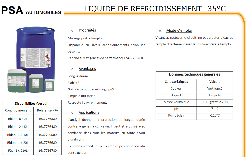 Anticongelante Refrigerante Original Psa Peugeot Citroen 2 litros