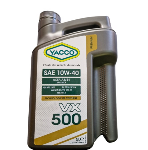 Aceite Motor Yacco 10w40 VX 500 Premium 5 Litros