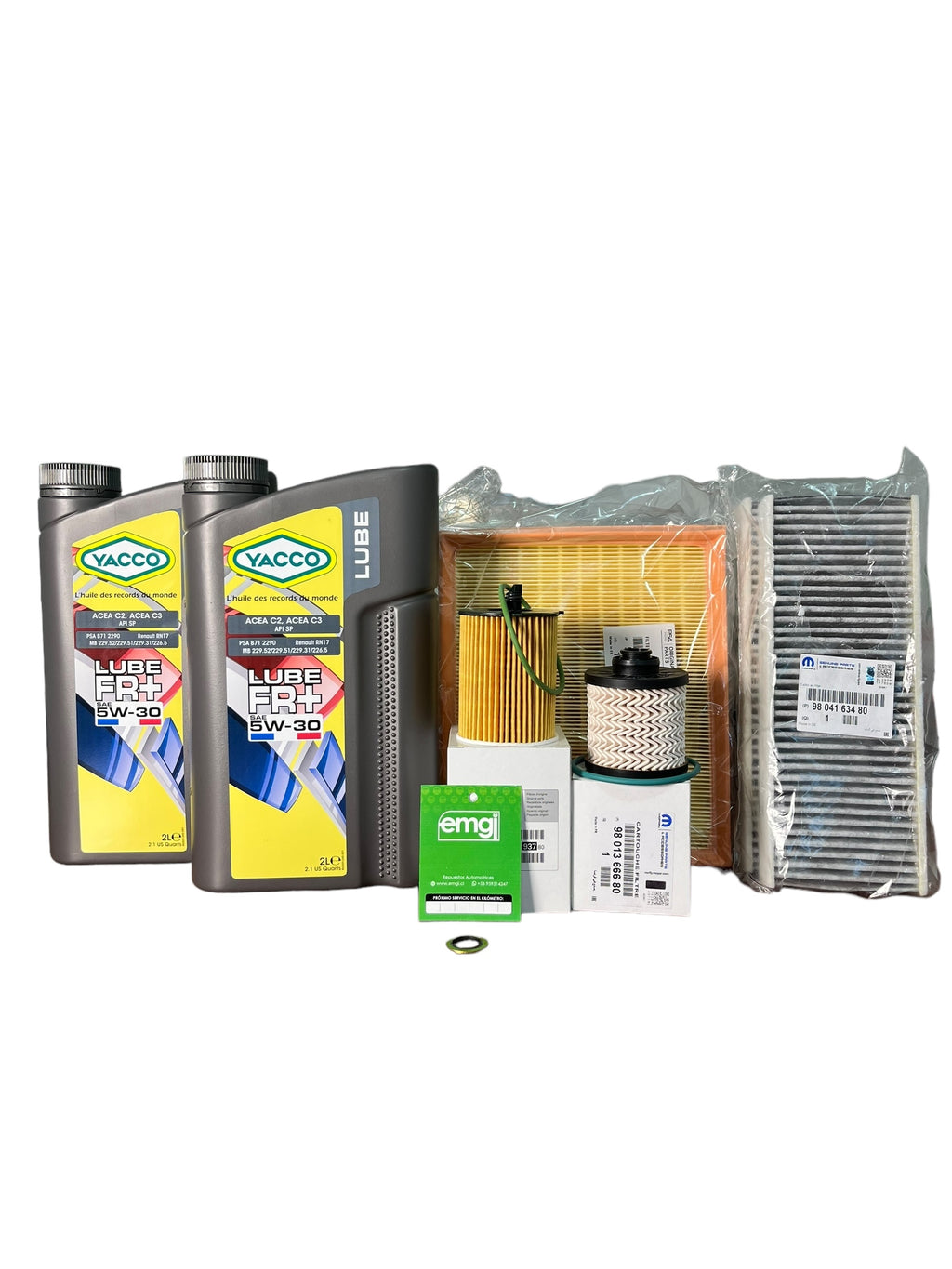 Kit Filtros Y Aceite Yacco 5w30 Peugeot 308 T9 1.6 Bluehdi 120 hp