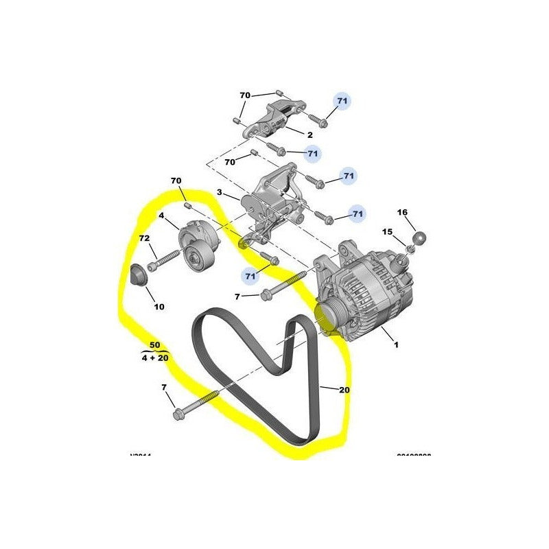 Kit Correa Alternador Peugeot 108 1.2 Vti